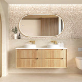 Otti Byron Wall Hung Vanity, Fluted Woodland Oak