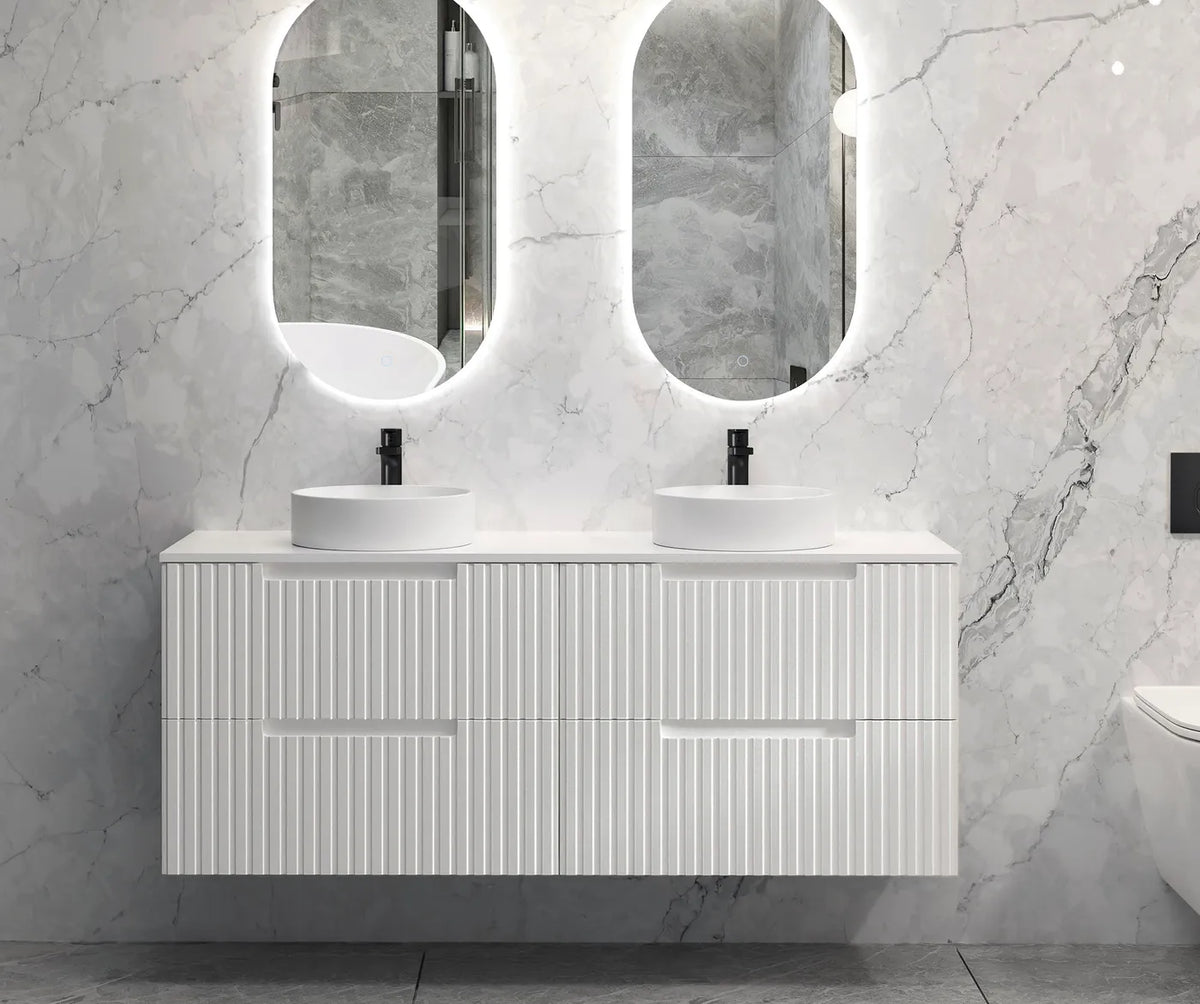 Otti Noosa Wall Hung Vanity, Satin White