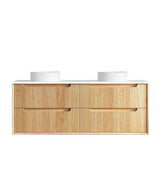 Otti Byron Wall Hung Vanity, Fluted Woodland Oak
