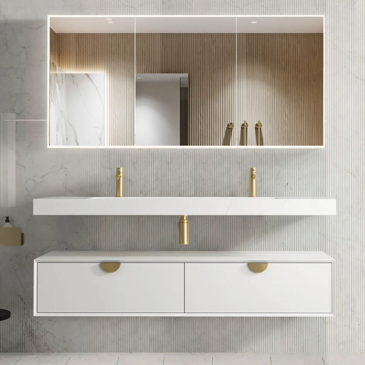 Otti Moonlight Wall Hung Vanity, Satin White