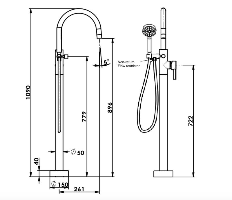 Greens Gisele Freestanding Bath Filler, Brushed Stainless 1844830 - Special Order