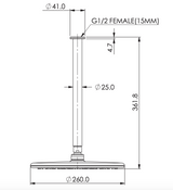 Greens Rocco Ceiling Shower, PVD Gunmetal, 1850029GM
