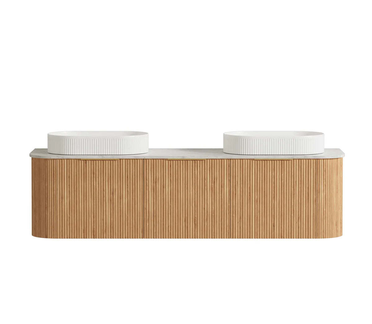 Otti Bondi Wall Hung Vanity, Fluted Woodland Oak