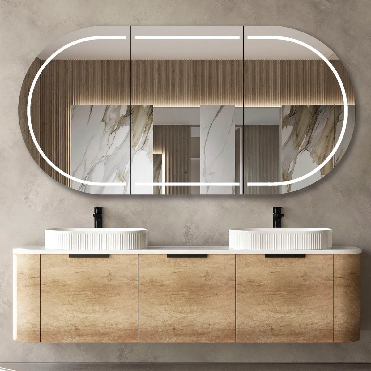 Otti Bondi Wall Hung Vanity, Natural Oak