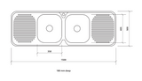 Seima 191573 Acero 002 Double Bowl Sink, Abovemount (No taphole), Stainless Steel, 1500x500mm