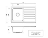 Seima Kubic 100 Single Bowl Sink with Left Hand Drainer, One Taphole, 191637