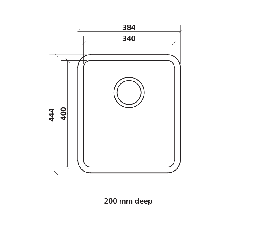 Seima Kubic 340 Single Bowl Sink with Overflow, No Taphole, 191670