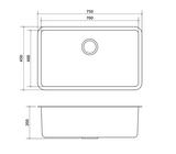 Seima Kubic 700 Single Bowl Sink, No Taphole, 191677