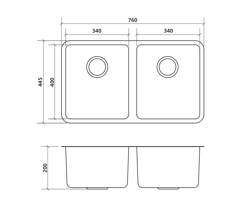 Seima Kubic 768 Double Bowl Sink, No Taphole, 191681
