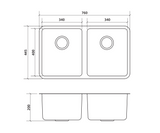 Seima Kubic 768 Double Bowl Sink, No Taphole, 191681