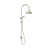 Nero York Twin Shower with White Porcelain Handle Aged Brass NR69210501AB