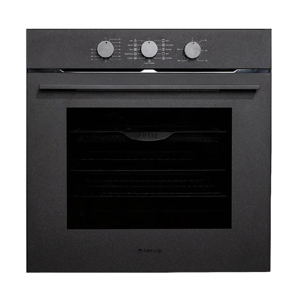 Artusi AO208NB 60cm Essential Series 8 Function Built-In Electric Oven, Black Glass