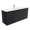 Fienza SC150ZBS Crystal Pure Undermount Stone Top, Fingerpull Satin Black 1500mm (Single Basin) Wall Hung Vanity Unit - Special Order