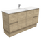 Fienza SC150SKS Crystal Pure Undermount Stone Top, Edge Scandi Oak 1500mm (Single Basin) Vanity Unit with Kickboard