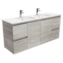 Fienza SC150XD Crystal Pure Undermount Stone Top, Edge Industrial  1500mm (Double Basin) Wall Hung Vanity Unit - Special Order