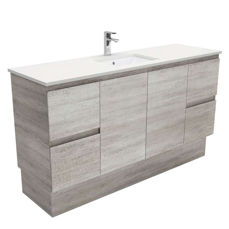 Fienza SC150XKS Crystal Pure Undermount Stone Top, Edge Industrial  1500mm (Single Basin) Vanity Unit with Kickboard