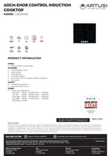 Artusi CAID604K 60cm Induction Cooktop