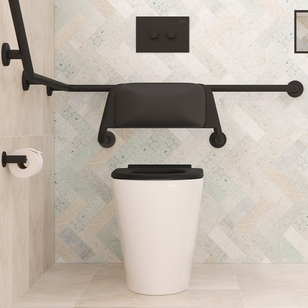 Fienza 200990B Care Back Rest with Cushion Plate, Matte Black