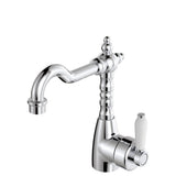Fienza Eleanor 202103 Shepherds Crook Chrome Mixer With White Ceramic Handle Basin Mixers