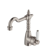 Fienza Eleanor 202103Bn Shepherds Crook Brushed Nickel Mixer With White Ceramic Handle Basin Mixers