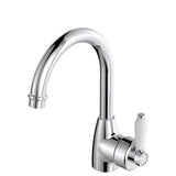 Fienza Eleanor 202104 Chrome Gooseneck Mixer With White Ceramic Handle Basin Mixers