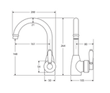 Fienza Eleanor 202104Cc Chrome Gooseneck Mixer With White Handle Basin Mixers