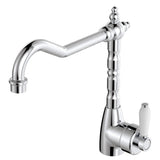 Fienza Eleanor 202105-LF Shepherds Crook Chrome Sink Mixer with White Ceramic Handle