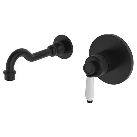 Fienza Eleanor Wall Basin/Bath Mixer Set Matte Black / Ceramic 202106Bk Bathroom Mixers