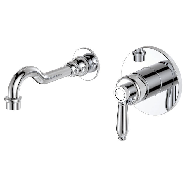 Fienza Eleanor Wall Basin/Bath Mixer Set Chrome / Ceramic 202106 202106Cc Bathroom Mixers
