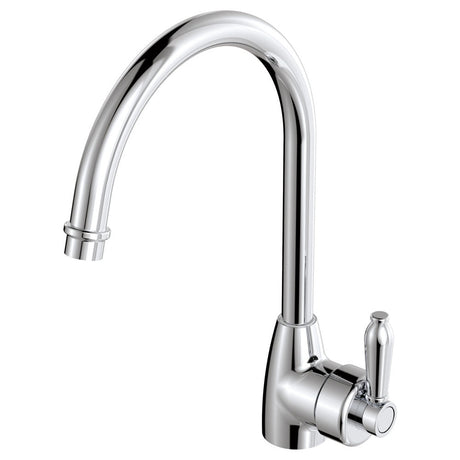 Fienza Eleanor 202109Cc Chrome Gooseneck Mixer With Handle Kitchen Taps