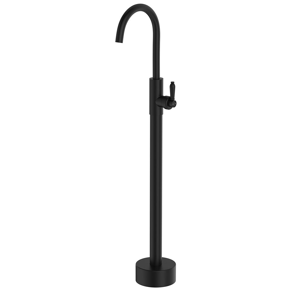 Fienza 202112BL-LF Eleanor Floor Mounted Basin/Bath Mixer, Matte Black Handle, Lead Free, Matte Black