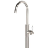 Fienza 202112BN-LF Eleanor Floor Mounted Basin/Bath Mixer, White Handle, Lead Free, Brushed Nickel