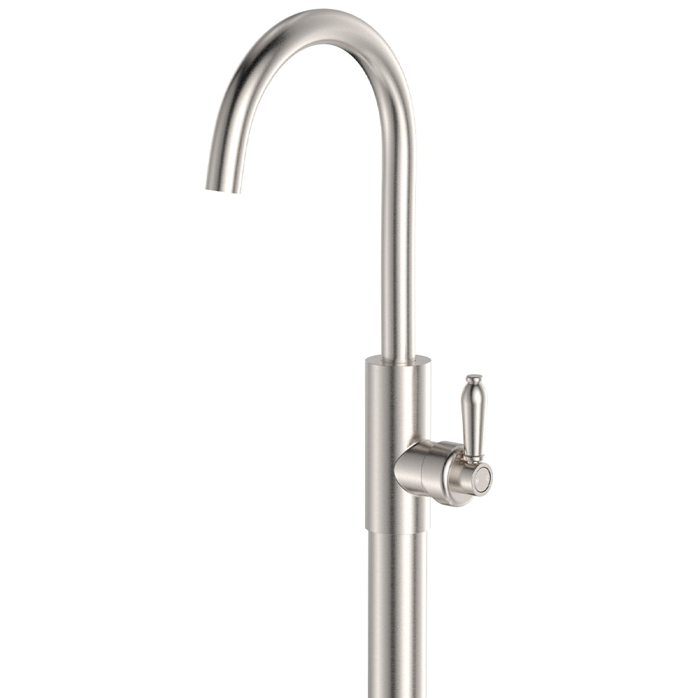 Fienza 202112NN-LF Eleanor Floor Mounted Basin/Bath Mixer, Brushed Nickel Handle, Lead Free, Brushed Nickel