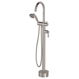 Fienza 202113NN Eleanor Brushed Nickel Floor Bath Mixer & Shower with Brushed Nickel Handle