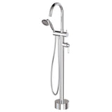 Fienza 202113 Eleanor Floor Mixer & Shower Chrome with White Ceramic Handle