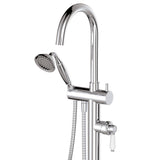 Fienza 202113 Eleanor Floor Mixer & Shower Chrome with White Ceramic Handle