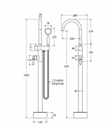 Fienza 202113BL Eleanor Floor Mixer & Shower Matte Black with Matte Black Handle