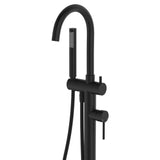 Fienza 213113B Kaya Floor Mounted Bath Mixer With Hand Shower, Matte Black