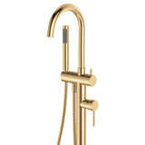 Fienza 213113UB Kaya Floor Mounted Bath Mixer With Hand Shower, Urban Brass