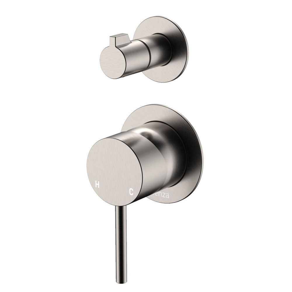 Fienza 228102BN-4-LF Kaya Wall Diverter Mixer, Small Round Plates, Brushed Nickel