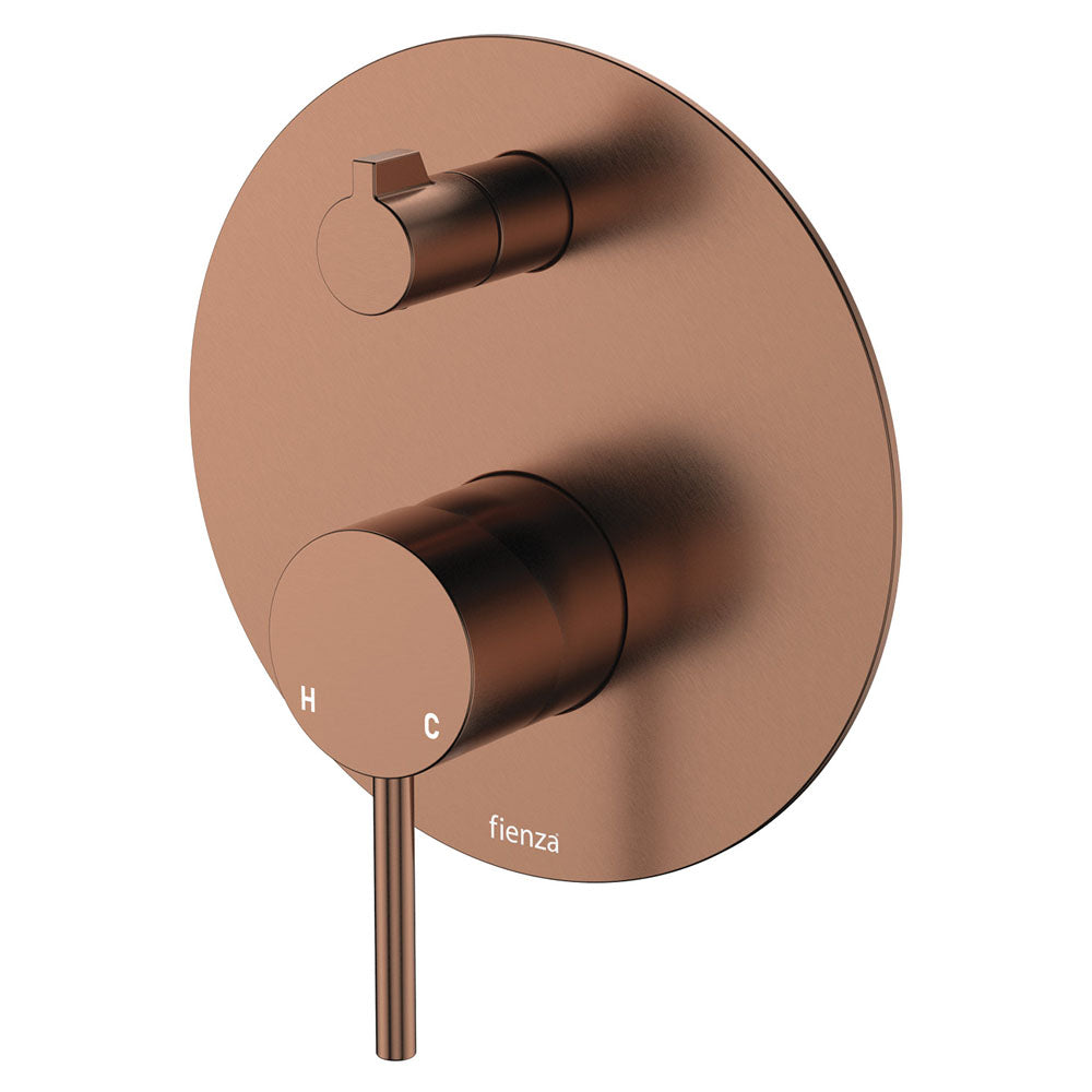Fienza 228102CO-LF Kaya Large Round Plate Wall Diverter Mixer, Lead Free, Brushed Copper