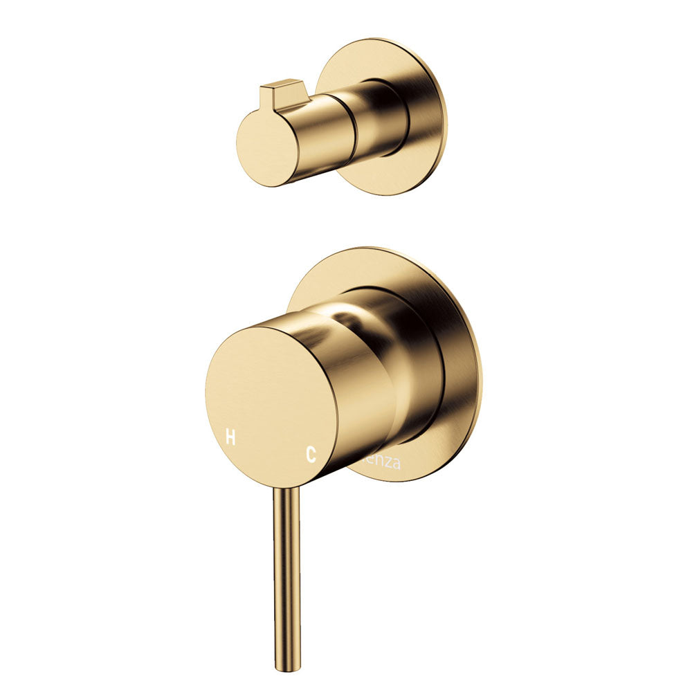 Fienza 228102UB-4-LF Kaya Small Round Plate Wall Diverter Mixer, Urban Brass
