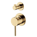 Fienza 228102UB-4-LF Kaya Small Round Plate Wall Diverter Mixer, Urban Brass