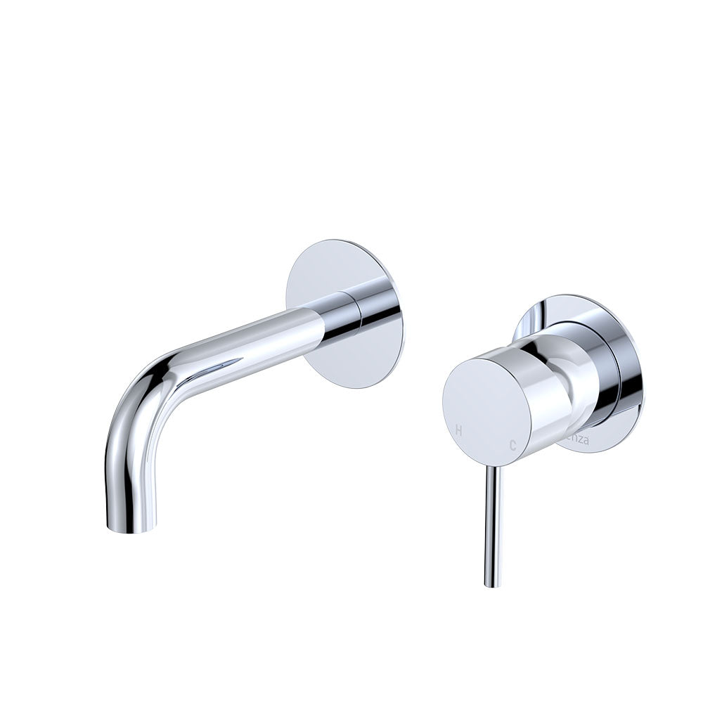 Fienza 228104-130-LF Kaya Wall Basin/Bath Mixer Set, Round Plates, Chrome, 130mm Outlet