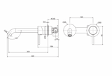 Fienza 228104UB-200-LF Kaya Wall Basin/Bath Mixer Set, Urban Brass, Round Plates, 200mm Outlet