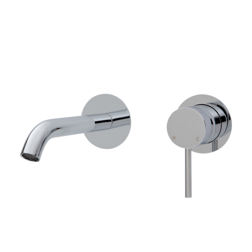 Fienza Kaya Wall Basin/Bath Mixer Set Round Plates 160Mm Outlet 228104 Bathroom Mixers