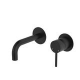 Fienza 228104B-130-LF Kaya Wall Basin/Bath Mixer Set, Round Plates, Matte Black, 130mm Outlet