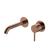Fienza 228104CO-LF Kaya Wall Basin/Bath Mixer Set, Round Plates, Brushed Copper, 160mm Outlet