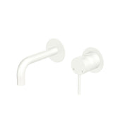 Fienza 228104MW-130-LF Kaya Wall Basin/Bath Mixer Set, Round Plates, Matte White, 130mm Outlet