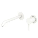 Fienza 228104MW-200-LF Kaya Wall Bath/ Basin Mixer Set, Round Plate, Matte White, 200mm Outlet